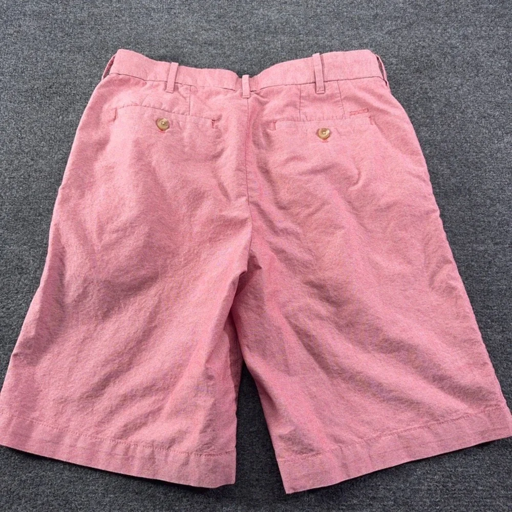 IZOD Saltwater Mens 32 Salmon Pink Oxford Cotton Flat Front Chino Shorts 10